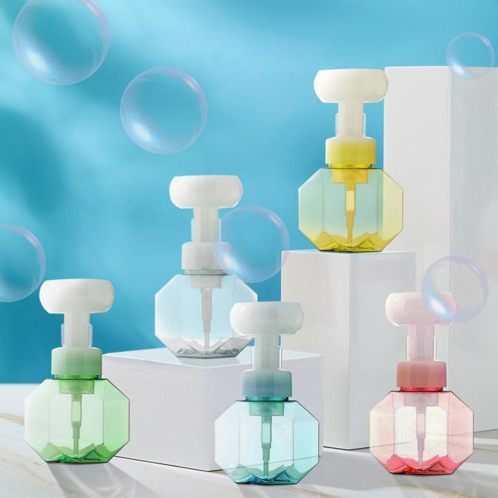 300Ml Liquid Soap Dispenser Foaming Pump Flower Shape Foam Empty Bottle Plastic Clear Bottle Shower Gel Bathroom Products#01