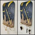 Harry Potter Wand Black and Gold Wall Art Wooden Key Holder and Jewelry Organizer, Key Hanger and Jewelry Hanger, Home and Room Deocration Items, Wall Decoration Items, Aesthetic Room Decor. 