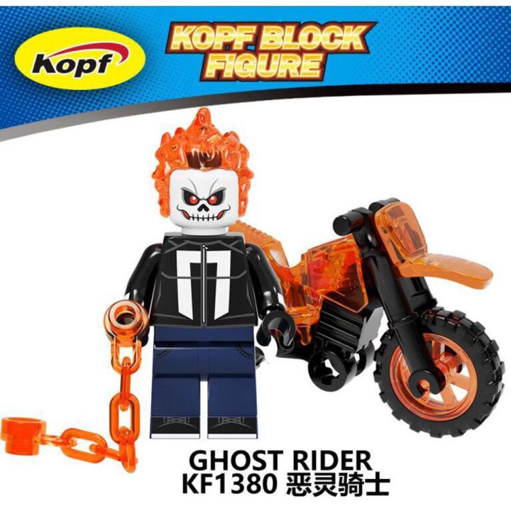 Lego City Movie MinifigureGhost Rider Motorcycle Chariot Building Blocks  For Boys Girls Collection Red Hood Ghost Rider