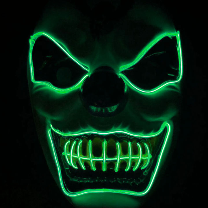 New Joker Cool Light LED Mask Halloween Horror Illumination Prop - Grass Green