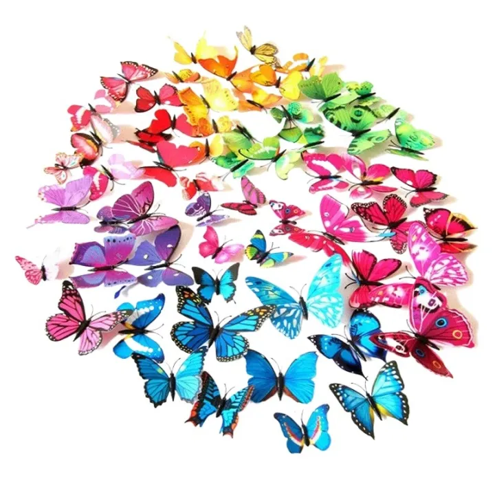 12%20pcs%20PVC%203d%20Butterflies%20Wall%20stickers%20For%20Home%20D%C3%A9cor%20Fridge,%20Doors,%20Walls,%20Kitchen%20-%20Image%206