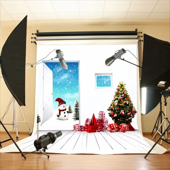 7x5ft%20Christmas%20Tree%20Snowman%20Photography%20Backdrop%20Studio%20Background%20Photoprop%20-%20Image%202