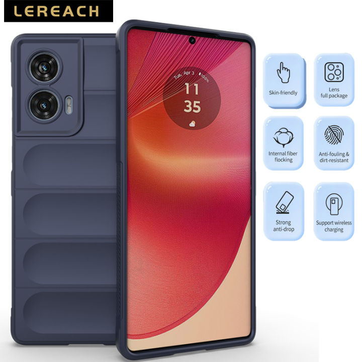 Lereach For Motorola Edge 50 Fusion Mobile Cover Liquid Silicone Skin-Friendy Concave-Panel Back Cover