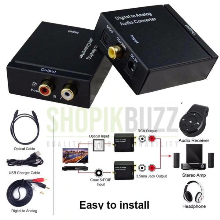 3.5mm Digital Coax Optical SPDIF Toslink to Analog RCA Audio Adapter Converter| Shopikbuzz