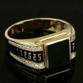 Classic Men Ring Fashion Metal Gold Color Inlaid Black Stone Zircon Punk Rings for Men Engagement Wedding Jewelry. 