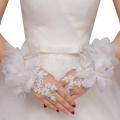 ✪【Available】Women Embroidery Lace Fingerless Gloves Artificial Flower Rhinestone Beads Wedding Bridal Sunscreen Formal Short Mittens. 