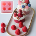 Fondant Mold 4 Cavities 3D Fruit Strawberry Silicone Mold. 