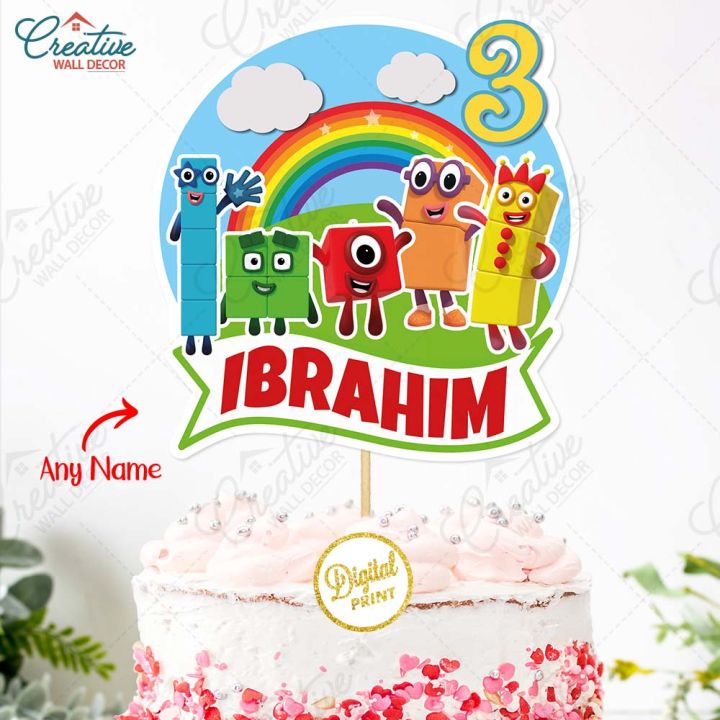 Number Blocks Theme CUSTOMIZED Digital Cake Topper for Boy or Girl 1st Birthday Party Celebration & Perfect Birthday gift with Any Name