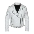 White Brando Biker Leather Jacket For Women. 