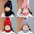 Winter caps for girls Knitted Scarf Hat Set Thick Warm Skullies Beanies Hats for winter cap s for Womens Outdoor Cycling Riding Ski Bonnet Caps Tube Scarf Rings. 