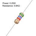50/100 Pcs 5.6K Ohm Resistor – 1/4W 5% Carbon Film Fixed Resistor for Arduino, Circuits, and DIY Electronic Projects. 