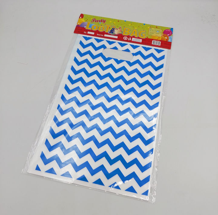 BLUE ZIGZAG GOODY BAGS PACK OF 10 BLUE THEME PARTY FAVORS GOODY BAGS