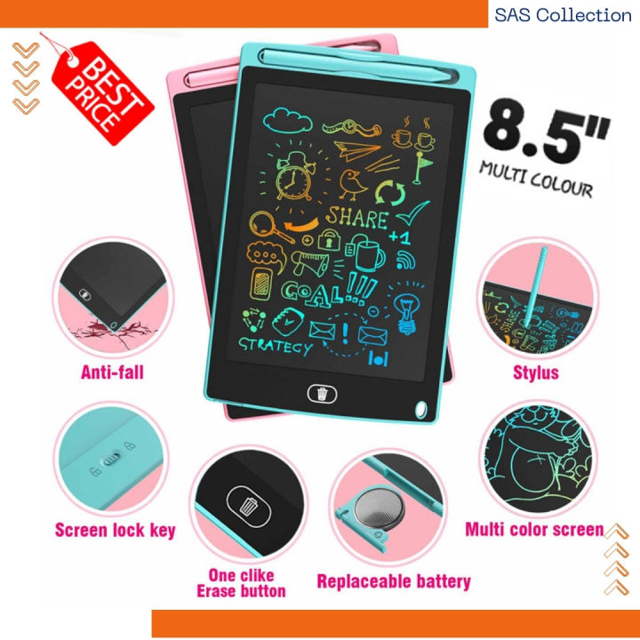 8.5 Inch LCD Writing Tablet Electronic Slate E-writer Digital Memo Pad Erasable Writing Board Learning Toys And Gadgets For Educational And Daily Life Routine Notebook Purpose