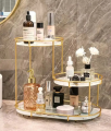 Iron Storage Rack Makeup Organizer Storage Holders round 3 Layer Shelf Decorative Tray Perfume Organizer for Bathroom Décor. 