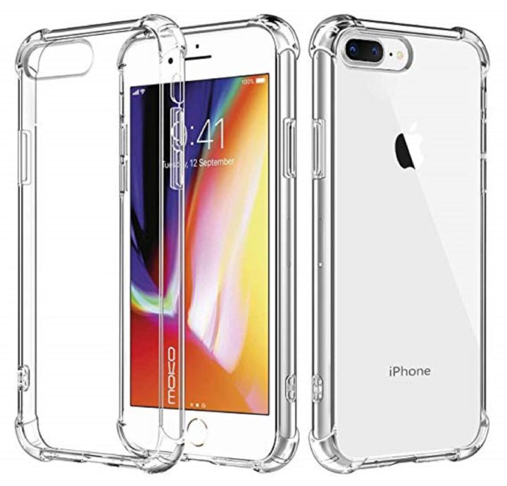 Iphone 7 /8 plus Transparent Back  Cover –Anti Shock Corner_ Silicon Back Cover