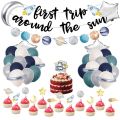 58PCS Solar System Party Balloons Set Space First Trip Around The Sun Decorations Birthday Banner Solar System 1st Birthday Decorations Boy First Trip Around The Sun Cake Topper Galaxy Party Supplies Set. 