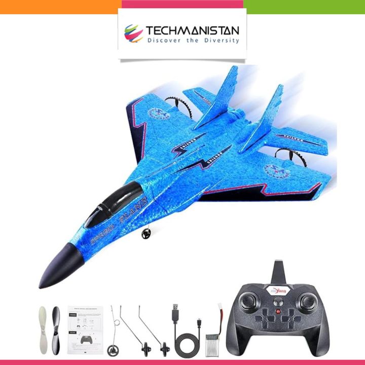Techmanistan ZY-530 PRO RC Airplanes, Remote Control EPP Foam Aircraft Fighter with LED Light - Multicolor