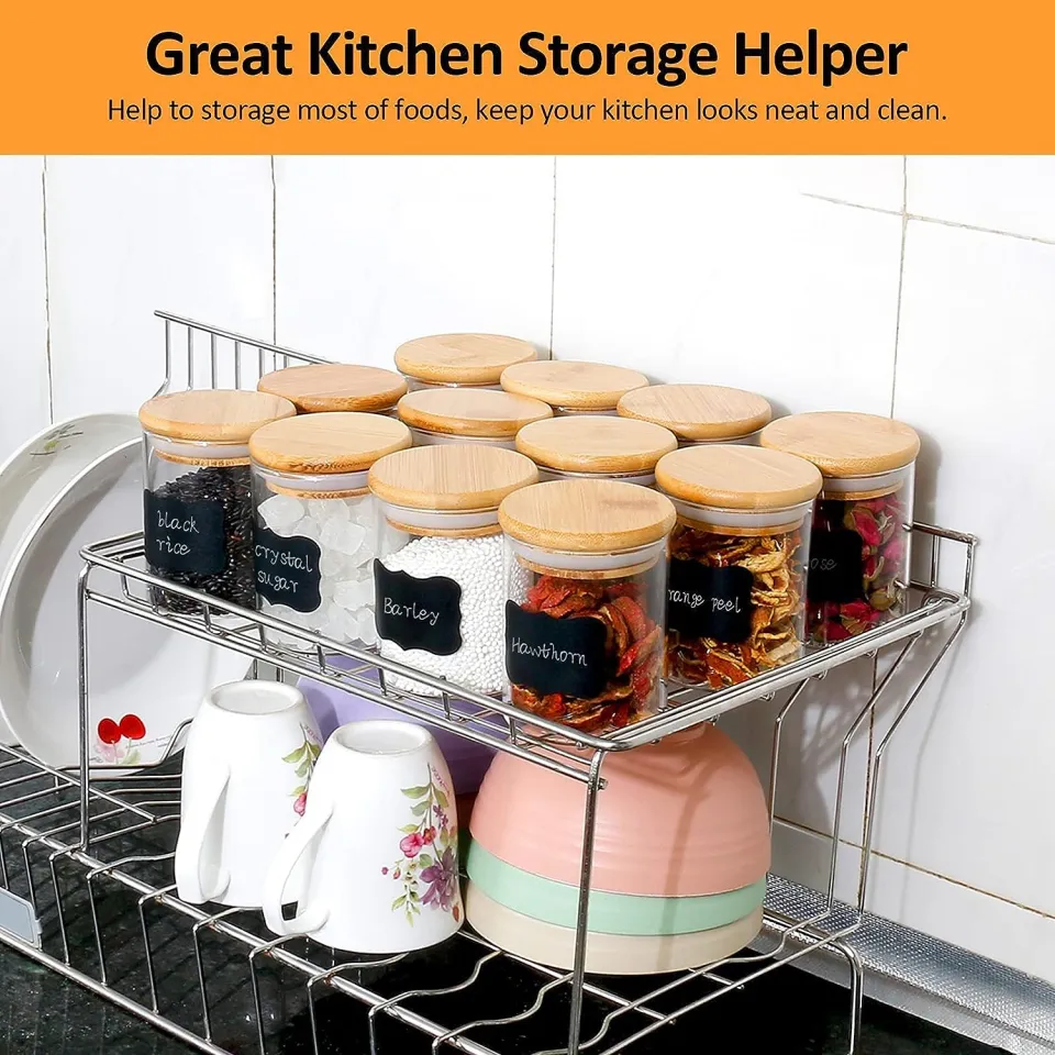 AKHPAL pieceS Glass Jars Set 260ml, 9oz Spice Jars Food Cereal