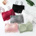 Seamless Lace Tube Top Deep V Push Up Wireless Bra for Women. 