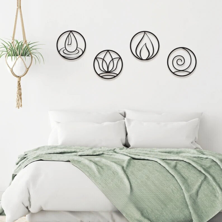 Elite Elegance Medium Size Four Elements Metal Wall Decor, Metal Wall Art, Home Decor, Interior Decoration, Four Elements Symbol, Earth Water Wind Fire, Metal Wall Hanging, Metal Wall Decor For Bedroom, Metal Wall Decoration