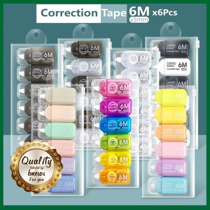 【FUN LIVE】 Bnesos Stationary School Supplies Correction Tape 6Mx6pcs Correction Tapes
