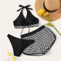 Bikini Shorts Set Sleeveless Three-piece Women Shorts Swimwear. 