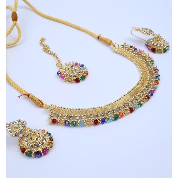 Beauty Full Golden And Multi Color Jewellery set For Women
