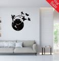 Fairy And Butterflies Wall Clock Wooden And Acrylic Watch DIY Design Decoration Piece Item For Home Living Room And Offices And For Gifts. 