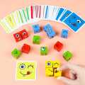 Face Swapping Cube Puzzles Toy  - 64 Cards With Different Style & 4 Face Changers - Children Fun Logical Blocks Best for Hand Eye Co-ordination Table Toys - Wooden toys - Indoor Toys. 