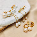 St.delan Freshwater Pearl Earrings Simple and Fashionable Stainless Steel Stud Earrings Wholesale Titanium Steel 14K Gold Plated Earrings. 