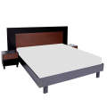Ozmane Dark Tune Set (bed with sides, dresser, mirror and 2 door wardrobe). 