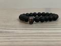 1pcs Skeleton metal head matt black beads bracelet. 