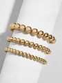 3-Yellow Gold Beaded Bracelets. 
