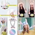 Earmuff Cute For Girls Movable Ears Love Embroidery Earflap Plush Eye With Scarf Women Rabbit Caps Warm Hats  Hats. 