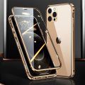 lthmy for iPhone 13 Pro Magnetic Case 360 Front Back double-sided 9H Tempered Glass Case Metal Bumper cover. 
