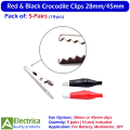 Red & Black Crocodile Clips 28mm/45mm – Strong Alligator Clamp Connectors for Battery, Multimeter & DIY Electronics (5 Pairs or 10 Pcs) by Electrica. 