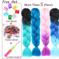 AIYEE 4 Colors Mix Braiding Hair Pink Purple Blue Ombre Synthetic Jumbo Braids Hair Extension for Black Women. 