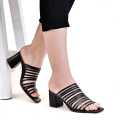 Women Step into style strappy block heels Slipper featuring elegant white, black, and beige straps, perfect for formal, party, and everyday chic wear. 
