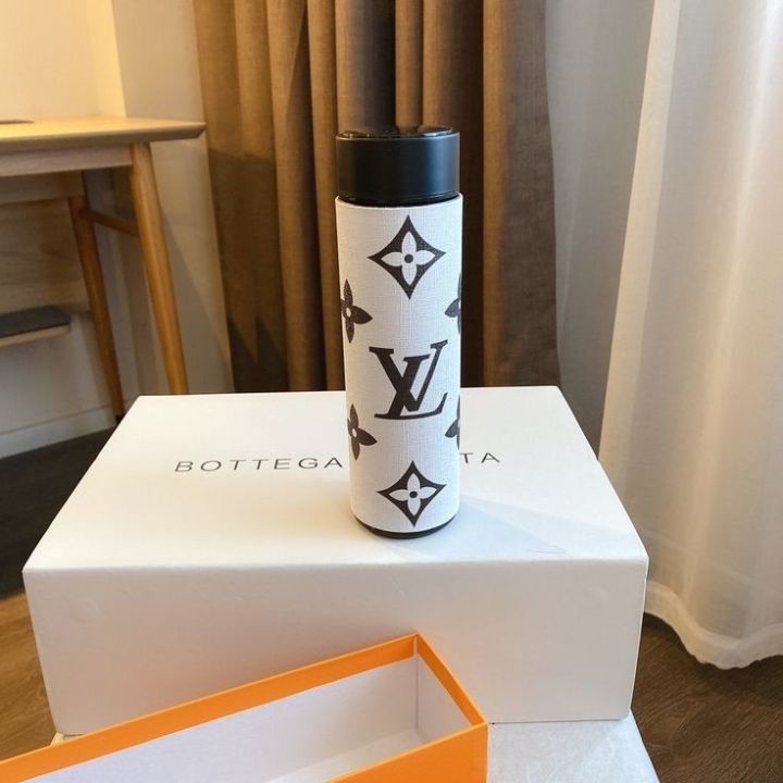 LV White Flower Thermo Flask LED Display Temperature Water Bottle