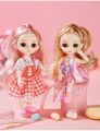 High Quality 2pcs 17cm Set Bendable Joints Doll For Girls/ Mini 3D Eye Dolls Cute Dress Up & Accessories BJD Doll with Gift Box/ 12 to 15 Moveable Joints Cute Bjd Dolls for Girl’s Birthday Gifts Dress Up Skirt Shoes Girls Princess Toys Age 3 to 10 Years. 