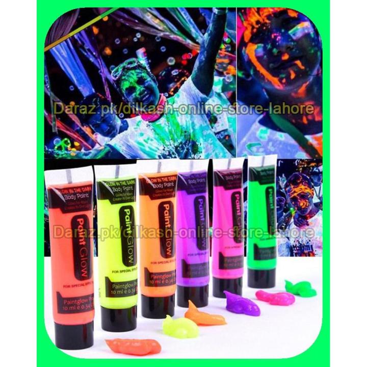 Pack of 6 - Glow in the Dark Paint - Glow in the Dark Makeup