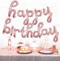 Happy Birthday Balloons Banner, 16 Inch Mylar Foil Script / Cursive Letters Birthday Sign Banner Balloon Reusable Material for Girls Boys Kids &amp; Adults Birthday Decorations Available In Black/Golden/Silver/Multy/Rose Gold/Red. 
