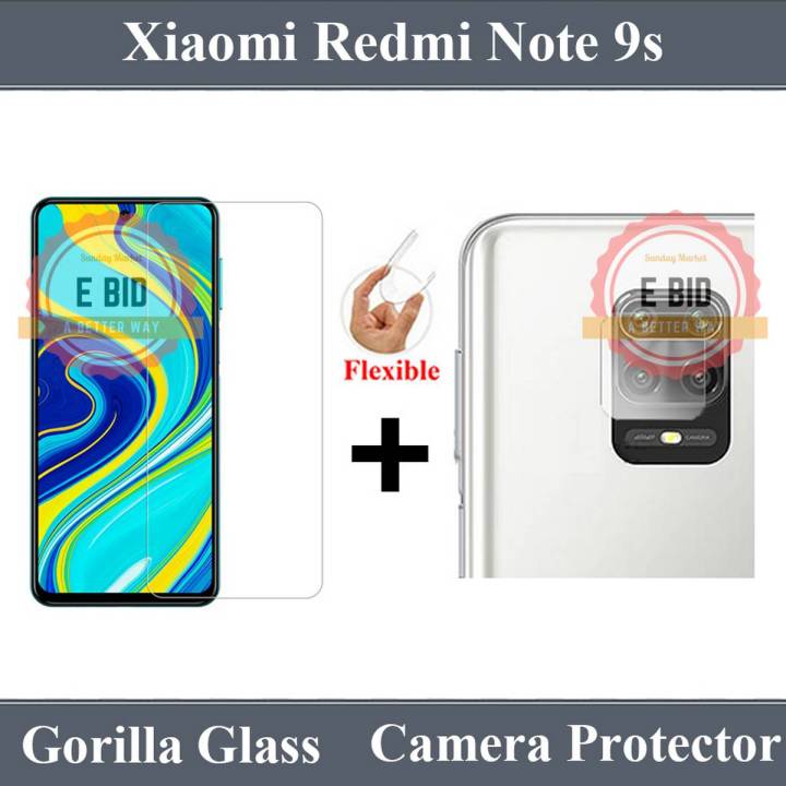 Xiaomi Redmi Note 9s Unbreakable Gorilla Glass Premium High Quality Tempered Glass Screen Protector + Back Camera 9H Gorilla Flexible Protector For Xiaomi Redmi Note 9s