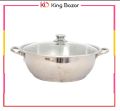 Sonex Stainless Steel Mega Wok with Glass Lid – Double Steel Design. 