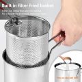 Generic Deep Frying Pan, 304 Stainless Steel Deep Frying Pan with Strainer Basket, Mini Fryer, Multi-Purpose French Fries, Cooking Pot for French Fries, Fried Chicken. 