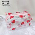 Skymountain Wash Storage Bag Heart Strawberry Fruit Floral Pattern Clear Makeup Bag. 