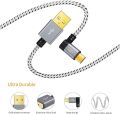 10 Feet Right Angle Micro USB 2.0 Braided Cable, 90 Degree Vertical Right USB 2.0 A Male to Micro USB Male with Aluminium Case,Space Gray. 