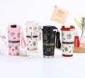 500ml 316 Stainless Steel Woman Flower Coffee Mug Cup Insulated Travel Mug With Lid Double Wall Vacuum,Leak Proof, Includes Straws and Portable Handle Rope. 