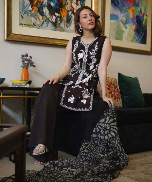 Sapphire Stitched - 2 Piece - Embroidered Cotton Net Suit For Women
