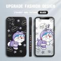 Jizetin for Samsung Galaxy A32 Case Puple Clothing Doraemon Side Design Phone Case Square Edge Pattern Liquid Silicone Cases Full Cover Camera Shockproof Protective Case. 
